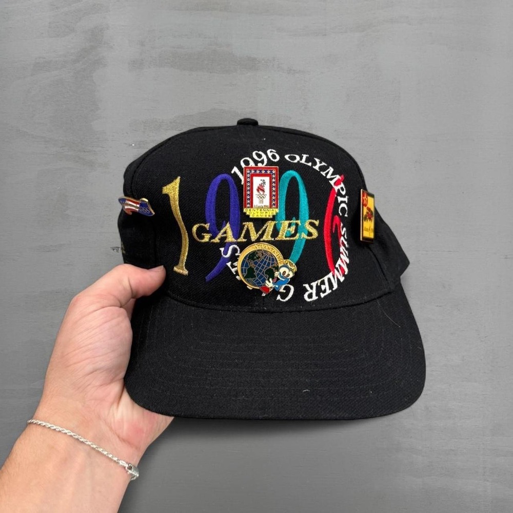 The Game 1996 Atlanta Olympics Snapback Hat Black Vintage Pins OSFA